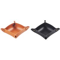 Gotrays - Leather Pocket Organizer, Key Organizer Tray, Storage Box for Coins, Keys, Wallet, Cell Phones and Desk 2 Pieces