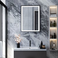 Black Frame LED Illuminated Bathroom Touch Sensor Mirror Cabinet