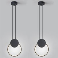 Wottes - led Industrial Pendant Light Fixture Ring Ceiling Light Adjustable Hanging Lamp Indoor Chandelier Cold White Light 2Pcs
