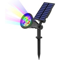 7 led Solar Light, 2 Pack Solar Spotlights with 7 Color Changing Outdoor Wireless Waterproof IP65 Garden Lamp with 180° Adjustable Outdoor Solar