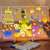 LED Light Up Acrylic Board, LED Display Board with Colors, LED Message Board, LED Writing Boards, Wipeable, with Transfer Sticker, for Kids,