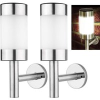 Led Solar Wall Light, 2 Pcs Stainless Steel led Solar Wall Light Outdoor Garden Courtyard Induction Light Front Door Fence Access Garage Yard Lighting