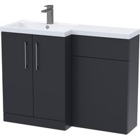Balterley Satin Dark Grey Bathroom Vanity Unit with Basin & WC, Brushed Pewter Handles, Left Hand, 1100mm x 390mm