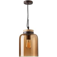 Litecraft Gus Ceiling Pendant Brown Glass Tinted Shaded 1 Light - Antique Bronze