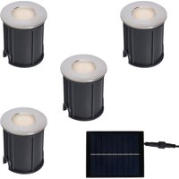 Litecraft - Harold Recessed Outdoor Solar Power Deck Light in Satin Chrome - 4 Pack