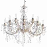 Litecraft Marie Therese Chandelier Ceiling Light Crystal Effect 12 Arm - Brass