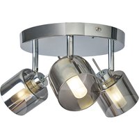 Litecraft Peggi Spotlight Plate Smoke Shaded Ceiling 3 Light - Polished Chrome