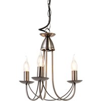 Litecraft - Sally Chandelier Traditional Style Ceiling Candle 3 Light - Pewter
