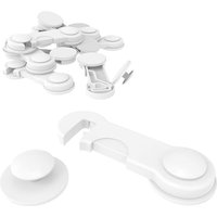 Litzee - Set of 10 Child Safety Locks for Cabinet Doors, Practical Baby Safety Drawer Security Adhesive Locks for Cabinets, Refrigerator, Toilet