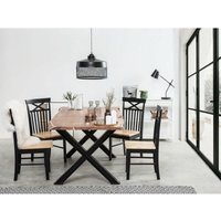 Verty Furniture - Live Edge Large Acacia Wood And Metal Dining Table Set And 8 Chairs