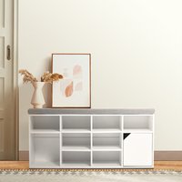 White Padded Shoe Storage Bench