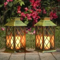 Set of 2 solar lanterns with candle effect Solar lighting for outdoor use Garden decoration Solar lantern in the shape of a candle. [Energy class