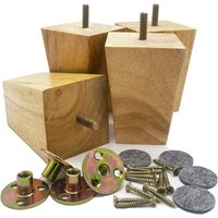 Lot de 4 pieds de canapé en bois - 8 cm - Pieds de canapé carrés - Mid-Century - Pieds de rechange modernes - Pour fauteuil, table basse, commode (8