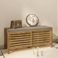 Luna Shoe Bench Storage Cabinet With Cushion Padded Seat Two Sliding Doors