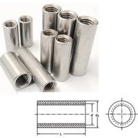 M8 x 20 mm Tiebar Connector - A2 (T304) Stainless Steel - Coupling Nut - Round