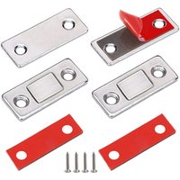 Dolaso - Magnetic Cabinet Door Magnetic Latch, 2 Pack Ultra Thin Metal Magnetic Latch Stick-on Magnet Adhesive Fastener Strong Magnet for Sliding