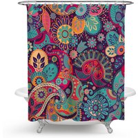 Linghhang - Mandala Ethnic Decor Shower Curtain Retro Geometric Round Patterns Floral Print Theme Bathroom Set with Hooks 150x180cm
