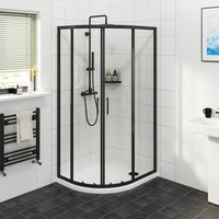 Matte Black Framed Offset Quadrant Shower Enclosure Sliding Door 6mm Easy Clean Glass 900 x 800mm