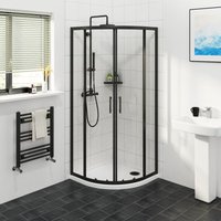 Matte Black Framed Quadrant Shower Enclosure Sliding Door 6mm Easy Clean Glass 760 x 760mm