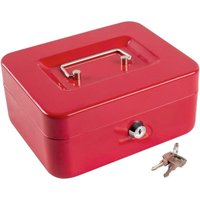 Groofoo - Medium Cash Box with Money Tray,Small Safe Lock Box with Key,Cash Drawer,7.87'x 6.30'x 3.54' Red Medium