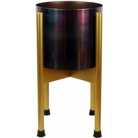 Medium Gold Stand with Iridescent Rainbow Metal Planter 38.5cm x 18cm