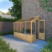 Waltons - 8 x 4 Feet Traditional Lean To Greenhouse - Timber - L246 x W132.2 x H218.5 cm - Brown