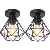 Norcks - Metal Cage Ceiling Lights Retro Industrial Chandelier Black Creative Ceiling Lamp For Indoor Bar Club 2PCS