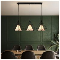 Metal Cage Pendant Light Industrial Pendant Lights 3 Lights Diamond Ceiling Retro Chandelier Black For Bedroom Cloakroom Living Room E27 (Style 1)