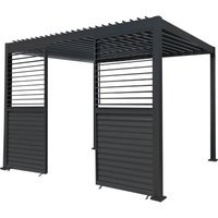 Jardí - Anthracite Aluminium Pergola With 2 x Shutter Panels - 3m x 3m