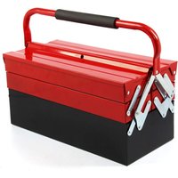 Metal Tool Box CantileverToolbox 43cmx22cmx21cm 3 Tiers 5 Tray Tool Storage Box Organiser (Red)