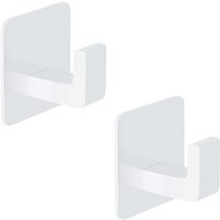 Metal Wall-Mounted Towel Hook, Aluminum Hook, Perforation-Free Adhesive Clothes Hook, Kitchen Hook, 2-Pack, White