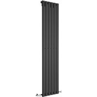 Milano Alpha Black Vertical Column Single Flat Panel Radiator - 1600mm x 420mm