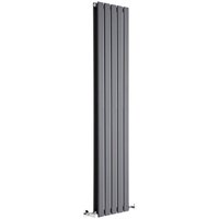 Milano - Alpha - Modern Anthracite Vertical Column Double Flat Panel Radiator - 1600mm x 350mm