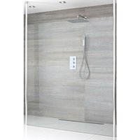 Alto - 760mm Chrome Floating Glass Walk In Wet Room Shower Enclosure with Screen Profile and Floor to Ceiling Poles - No Shower Drain - Milano