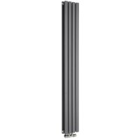 Milano - Aruba Flow - Modern Anthracite Vertical Column Central Connection Double Oval Panel Radiator - 1600mm x 236mm