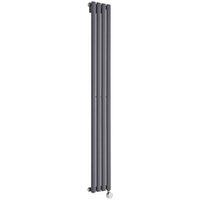 Milano Aruba Electric - Anthracite Vertical Column Single Oval Panel Radiator - 1600mm x 236mm