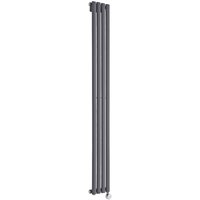 Milano Aruba Electric - Anthracite Vertical Column Single Oval Panel Radiator - 1780mm x 236mm