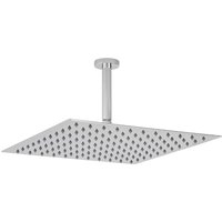 Milano Arvo 400mm Square Thin Fixed Rainfall Shower Head with Ceiling Mounted Arm - Chrome