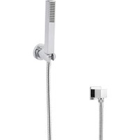 Milano Arvo Square Hand Shower Handset with Wall Bracket and Outlet Elbow - Chrome
