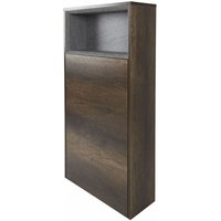 Milano Bexley Oak Effect 600mm Floor Standing Open Shelf Bathroom Toilet WC Unit - Dark Oak (With LED Light)
