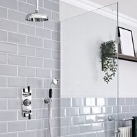 Milano - Elizabeth - Traditional 2 Outlet Triple Thermostatic Mixer Shower Valve with Hand Shower Handset and 205mm Round Rainfall Shower Head