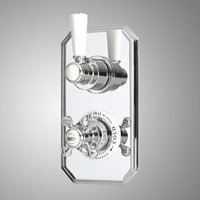 Milano - Elizabeth - Traditional Concealed Twin Diverter Thermostatic Mixer Shower Valve with 2 Outlets - Chrome & White