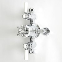 Milano - Elizabeth - Traditional Exposed Triple Thermostatic Mixer Shower Valve with 2 Outlets - Chrome and White