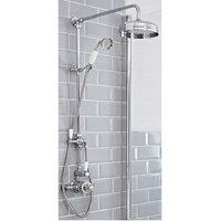 Milano - Elizabeth - Traditional Grand Rigid Riser with 2 Outlet Twin Exposed Thermostatic Mixer Shower Valve Round Rainfall Shower Head and Hand