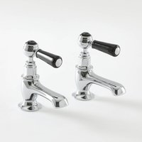 No Brand - Milano Elizabeth - Traditional Bathroom Basin Pillar Taps - Chrome & Black (Lever Handles)