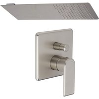 Milano Hunston Brushed Nickel Manual Diverter Mixer Shower Valve with 200mm x 500mm Wall Mounted Rainfall Shower Head with Waterblade Function