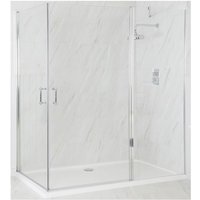 Langley - Traditional Chrome Corner Walk In Wet Room Hinged Door Shower Enclosure with White Tray and Fast Flow Waste - 1700mm x 900mm - Milano