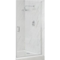 Langley - Traditional Chrome Walk In Wet Room Hinged Door Frameless Shower Enclosure and White Tray with Fast Flow Waste - 1000mm x 1000mm - Milano