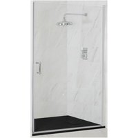 Milano Langley Chrome Wet Room Walk In Hinged Door Frameless Shower Enclosure with Graphite Slate Effect Tray and Fast Flow Waste - 700mm x 1100mm