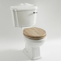 Legend - White Ceramic Traditional Close Coupled Bathroom Toilet Pan wc and Cistern with Walnut Effect Seat - Milano